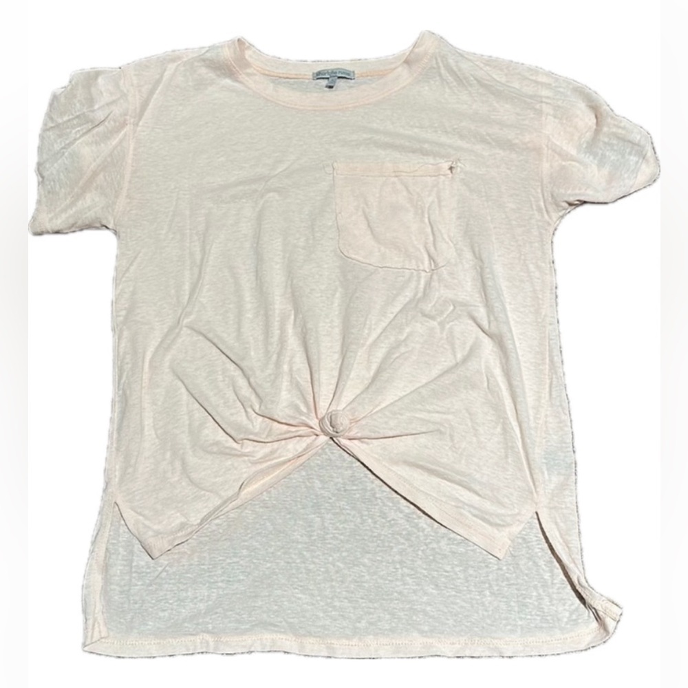 Charlotte Russe light pink pocket tee with tie front